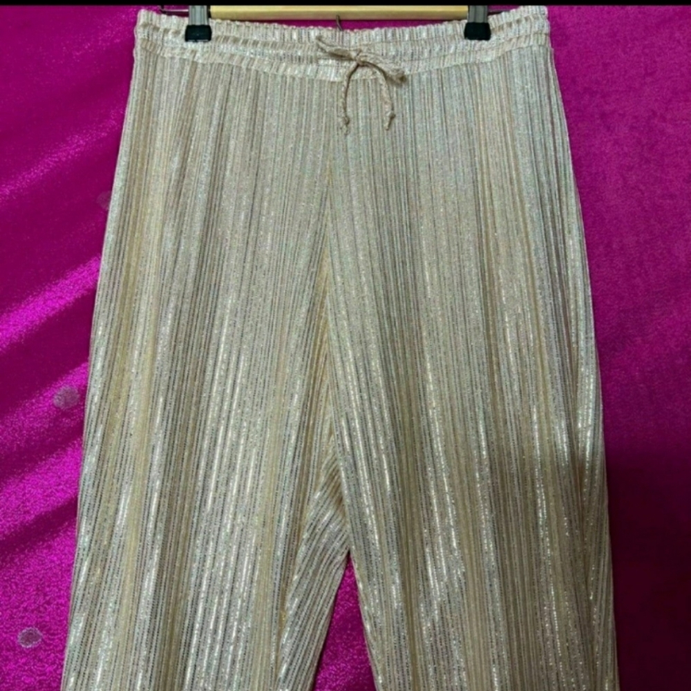 🆕Champagne Metallic Gold Lightweight Fashion Joggers Size L - Picture 6 of 9
